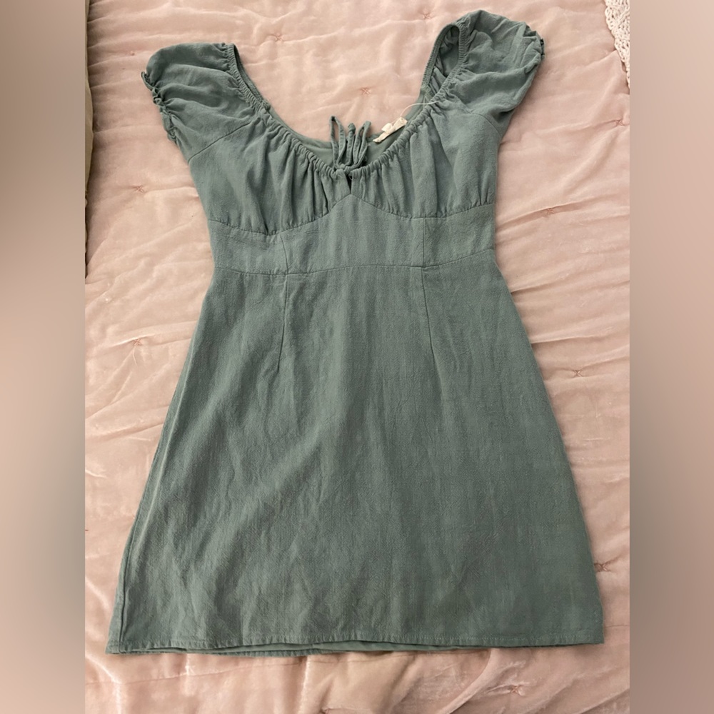 LA Hearts Sage Tie Front Linen Mini Dress 🌱🤍🌟🐢
